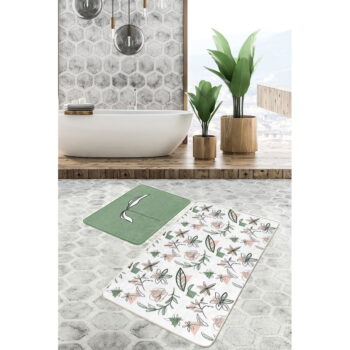 Bielo-zelené kúpeľňové predložky v súprave 2 ks 60x100 cm - Mila Home – Obrázok 4