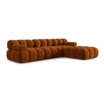 Oranžová zamatová rohová pohovka Bellis – Micadoni Home - Image 3
