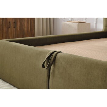 Tmavozelená čalúnená dvojlôžková posteľ s úložným priestorom s roštom 160x200 cm Clothilde – Bobochic Paris - Image 8