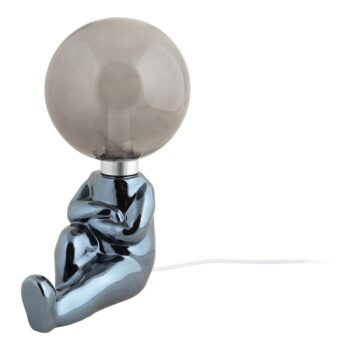 Sivá LED stmievateľná stolová lampa so skleneným tienidlom (výška 22,5 cm) Joey – Leitmotiv