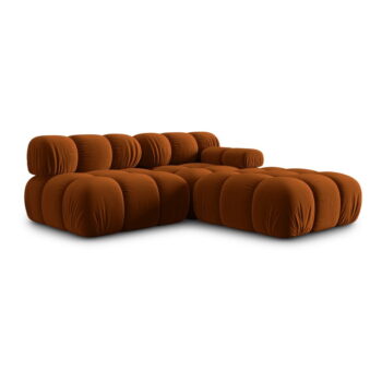 Oranžová zamatová pohovka 282 cm Bellis – Micadoni Home - Image 3