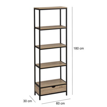 Čierna prírodná knižnica v dekore duba 60x180 cm Urban – Casa Selección - Image 2