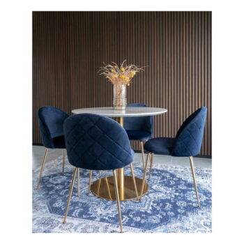 Okrúhly jedálenský stôl s doskou v dekore mramoru ø 90 cm Bolzano – House Nordic - Image 6