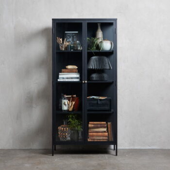 Čierna kovová vitrína 90x190 cm Carmel – Unique Furniture – Obrázok 9