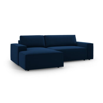 Tmavomodrá rozkladacia rohová pohovka z textílie bouclé (ľavý roh) Jodie – Micadoni Home - Image 4