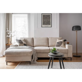 Béžová menčestrová rozkladacia rohová pohovka (ľavý roh) Lofty Lilly – Miuform - Image 7
