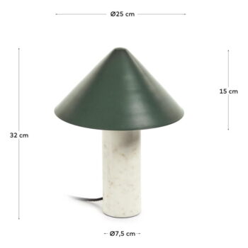 Zelená stolová lampa s kovovým tienidlom (výška 32 cm) Valentine - Kave Home – Obrázok 6