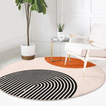 Oranžovo-krémový prateľný okrúhly koberec vhodný pre robotické vysávače ø 80 cm Comfort – Mila Home – Obrázok 2