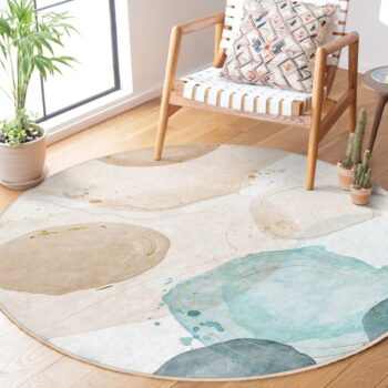 Modro-béžový prateľný okrúhly koberec ø 80 cm Puddle – Mila Home - Image 6