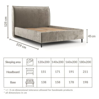 Béžová čalúnená dvojlôžková posteľ s úložným priestorom s roštom 180x200 cm Shell – Maison de Rêve - Image 8