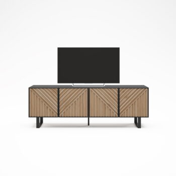 TV stolík v dekore duba v čierno-prírodnej farbe 161x55x35 cm Alana – Marckeric - Image 7