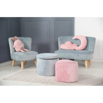 Svetlomodrá zamatová detská pohovka 70 cm Lil Sofa – Roba - Image 5
