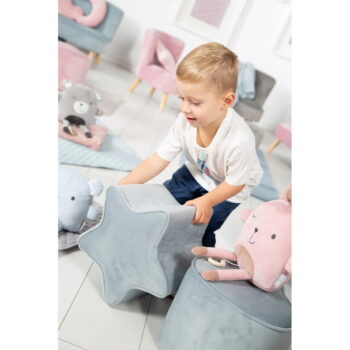 Svetlo modrý zamatový detský puf Lil Sofa – Roba - Image 3