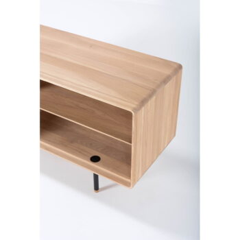 TV stolík z dubového dreva v čierno-prírodnej farbe 150x64 cm Fina – Gazzda - Image 3