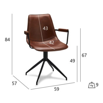 Koňakovohnedé otočné jedálenské stoličky v súprave 2 ks Isabel – Furnhouse - Image 8