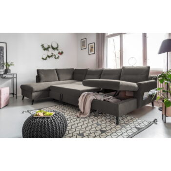 Tmavosivá zamatová rozkladacia pohovka do "U" Miuform Stylish Stan, ľavý roh - Image 6