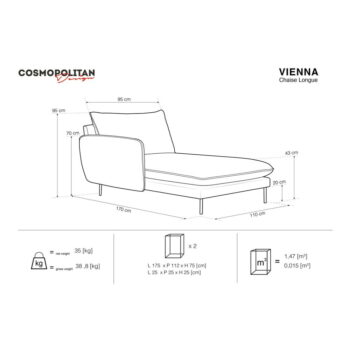 Béžová zamatová leňoška Cosmopolitan Design Vienna, ľavý roh - Image 5