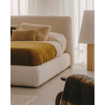 Béžová čalúnená dvojlôžková posteľ 180x200 cm Martina – Kave Home - Image 7