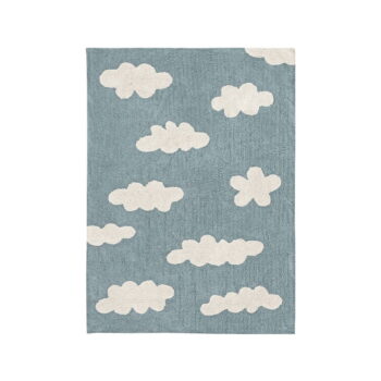 Modrý prateľný ručne tkaný bavlnený detský koberec 120x160 cm Clouds Vintage Blue – Lorena Canals