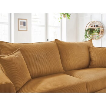 Menčestrová rozkladacia pohovka v horčicovej farbe 225 cm Augustin – Bobochic Paris - Image 2
