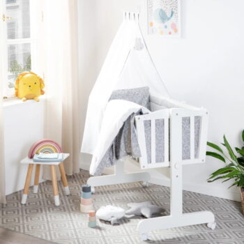 Bielo-sivá kolíska na kolieskach s baldachýnom 40x90 cm Miffy – Roba - Image 4