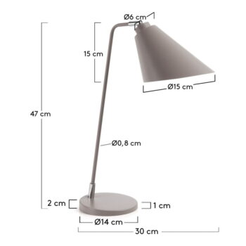 Sivá stolová lampa Kave Home prieť – Obrázok 5
