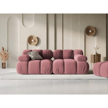 Ružová zamatová pohovka 188 cm Bellis – Micadoni Home - Image 6