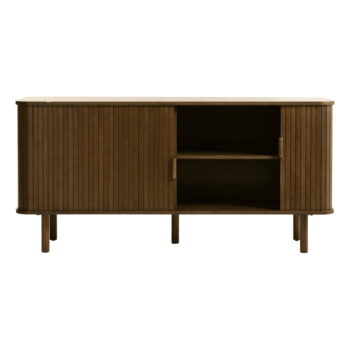 Hnedá nízka komoda v dekore duba s posuvnými dverami 76x160 cm Cavo – Unique Furniture - Image 4