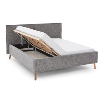 Sivá čalúnená dvojlôžková posteľ s úložným priestorom s roštom 160x200 cm Riva – Meise Möbel - Image 7