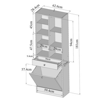 Biela vysoká kúpeľňová skrinka 63x181 cm Combi - TemaHome - Image 2