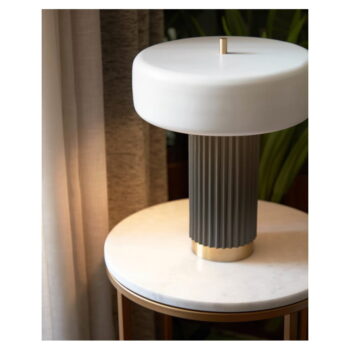 Bielo-zelená stolová lampa s kovovým tienidlom (výška 37,5 cm) Serenella - Kave Home - Image 2