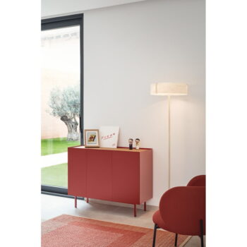 Červená nízka komoda v dekore duba 110x85 cm Arista – Teulat – Obrázok 8