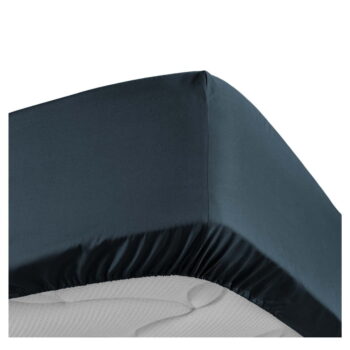 Tmavomodrá napínacia plachta z bavlneného perkálu 90x190 cm Percaline – douceur d'intérieur - Image 4