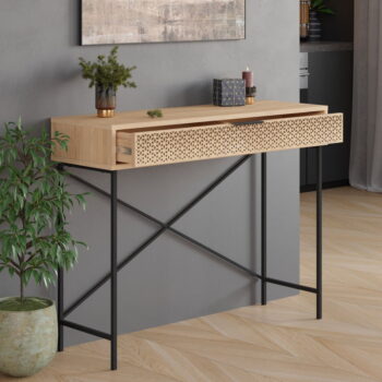 Konzolový stolík v dekore duba v prírodnej farbe 35.5x110 cm Ecrin – Marckeric - Image 6