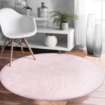 Svetloružový prateľný okrúhly koberec vhodný pre robotické vysávače ø 80 cm Comfort – Mila Home - Image 5
