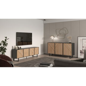 Komoda v dekore duba v čierno-prírodnej farbe 151x80x40 cm Alana – Marckeric - Image 6