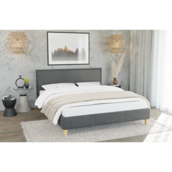 Tmavosivá čalúnená dvojlôžková posteľ s roštom 140x200 cm Tina – Ropez - Image 2