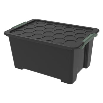 Lesklo čierny plastový úložný box s vekom Evo Safe - Rotho