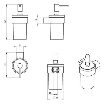 Biely/v zlatej farbe nástenný sklenený dávkovač mydla 110 ml Gedy Pirenei – Sapho - Image 3