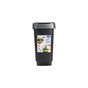 Odpadkový kôš z recyklovaného plastu v strieborno-čiernej farbe 10 l Twist - Rotho - Image 2