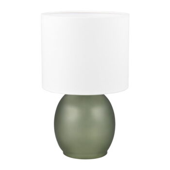 Bielo-zelená stolová lampa s textilným tienidlom (výška 29 cm) Vela – Trio