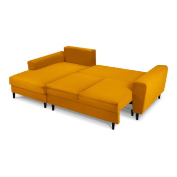 Žltá menčestrová rozkladacia rohová pohovka Micadoni Home Moghan, ľavý roh – Obrázok 6