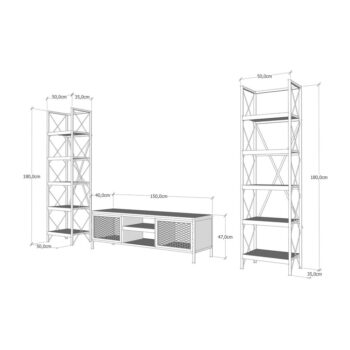 Antracitovosivá/prírodná TV súprava 150x47 cm Maxim – Kalune Design - Image 5