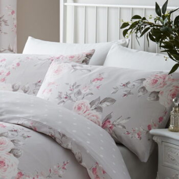 Predĺžené sivé obliečky na dvojlôžko 230x220 cm Canterbury Floral – Catherine Lansfield - Image 3