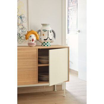 Krémovobiela komoda v dubovom dekore Teulat Yoko, šírka 128 cm - Image 7