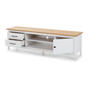 Biely TV stolík z borovicového dreva 158x47 cm Miranda – Marckeric – Obrázok 4