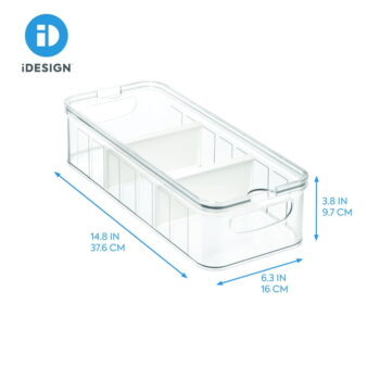 Priehľadný úložný box s vekom a 3 priehradkami iDesign, 38 x 16 cm - Image 3