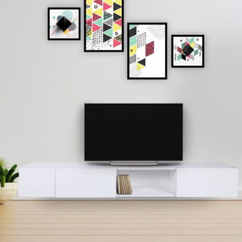 Biely TV stolík 180x30x25 cm Wagna – Kalune Design - Image 2