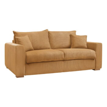 Menčestrová rozkladacia pohovka v horčicovej farbe 225 cm Augustin – Bobochic Paris - Image 3