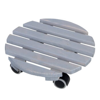 Sivá drevená pojazdná podložka pod kvetináč Esschert Design, ø 28,7 cm - Image 2